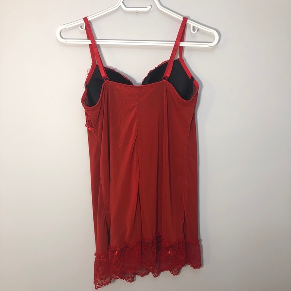 Red lace and mesh teddy - Picture 2 of 6